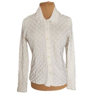 Joie Ivory Textured Knit Button Front Cardigan Top Size Large